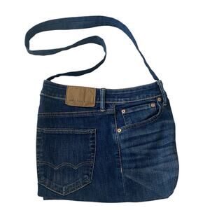 American Eagle Denim Jean Crossbody Bag 13X12X3 Handle 20" Dark Wash